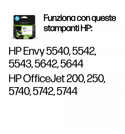 HP 62XL cartouche d'encre trois couleurs grande capacité authentique