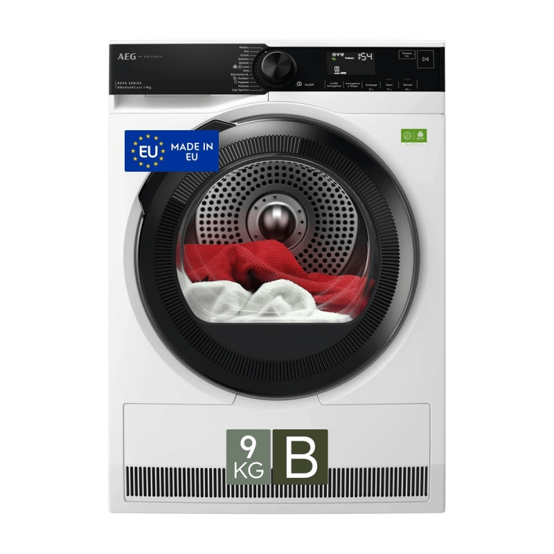 AEG Series 8000 XTR8HBGH9B Wäschetrockner Freistehend Frontlader 9 kg Weiß