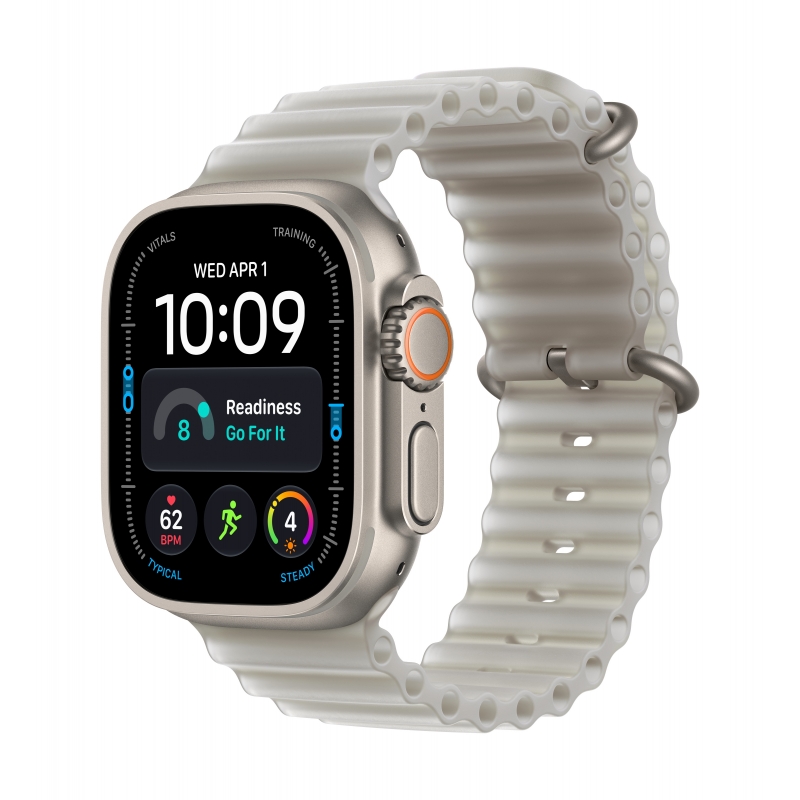 Apple Watch Ultra 4 GPS + Cellular, Cassa 49 mm in titanio naturale con cinturino Ocean grigio traslucido Apple Watch Ultra 4 GPS + Cellular, Cassa 49 mm in titanio naturale con cinturino Ocean grigio traslucido