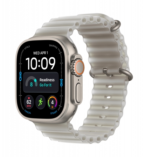 Apple Watch Ultra 4 GPS + Cellular, Cassa 49 mm in titanio naturale con cinturino Ocean grigio traslucido