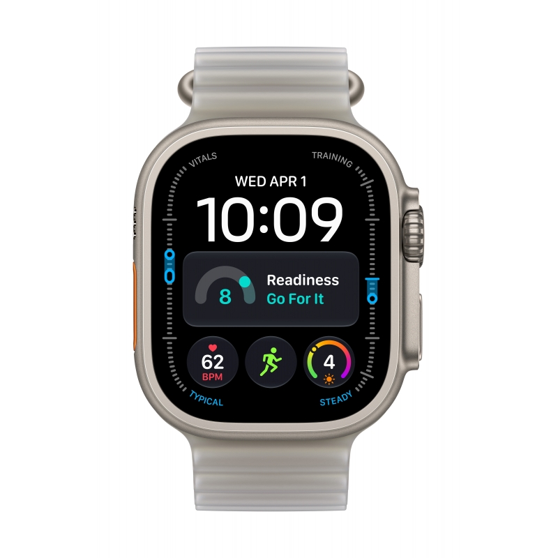 Apple Watch Ultra 4 GPS + Cellular, Cassa 49 mm in titanio naturale con cinturino Ocean grigio traslucido