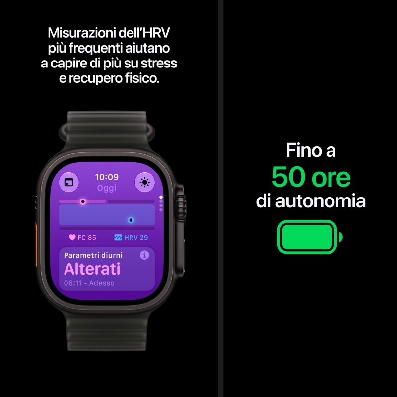 Apple Watch Ultra 4 GPS + Cellular, Cassa 49 mm in titanio naturale con cinturino Ocean grigio traslucido