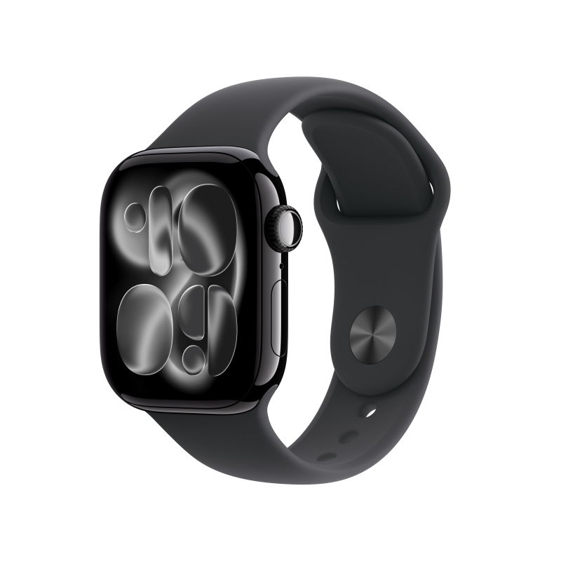 Apple Watch Series 11 GPS + Cellular 42mm Cassa Alluminio Jet Black con Sport Band Nero - M L