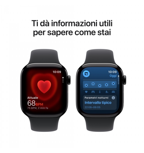 Apple Watch Series 11 GPS + Cellular 42mm Cassa Alluminio Jet Black con Sport Band Nero - M L
