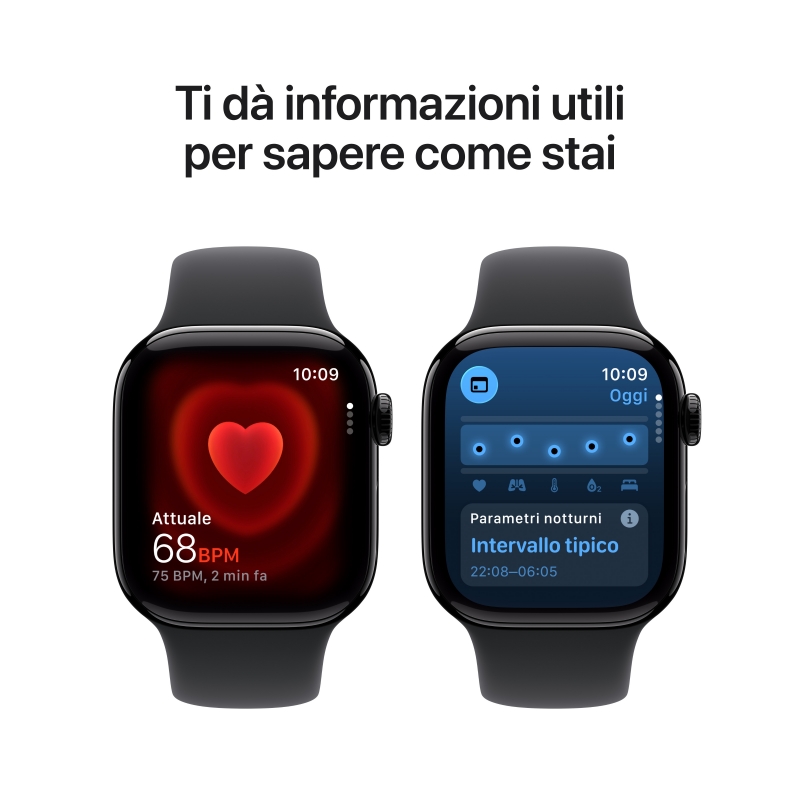 Apple Watch Series 11 GPS + Cellular 42mm Cassa Alluminio Jet Black con Sport Band Nero - S M