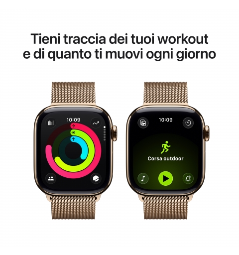 Apple Watch Series 11 GPS + Cellular 42mm Gold Titanium Case with Gold Milanese Loop