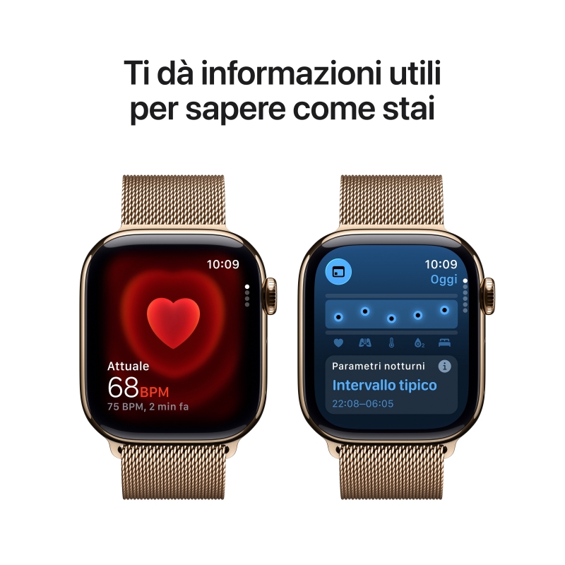 Apple Watch Series 11 GPS + Cellular 42mm Gold Titanium Case with Gold Milanese Loop