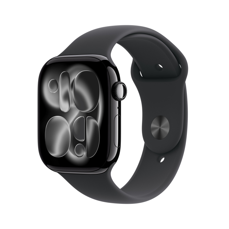 Apple Watch Series 11 GPS + Cellular 46mm Cassa Alluminio Jet Black con Sport Band Nero - S M