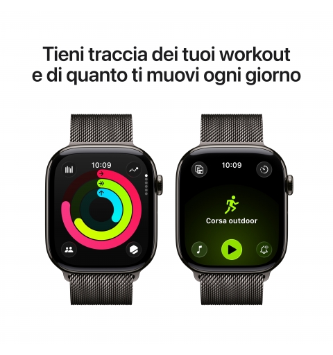 Apple Watch Series 11 GPS + Cellular 46mm Slate Titanium Case with Slate Milanese Loop - M L
