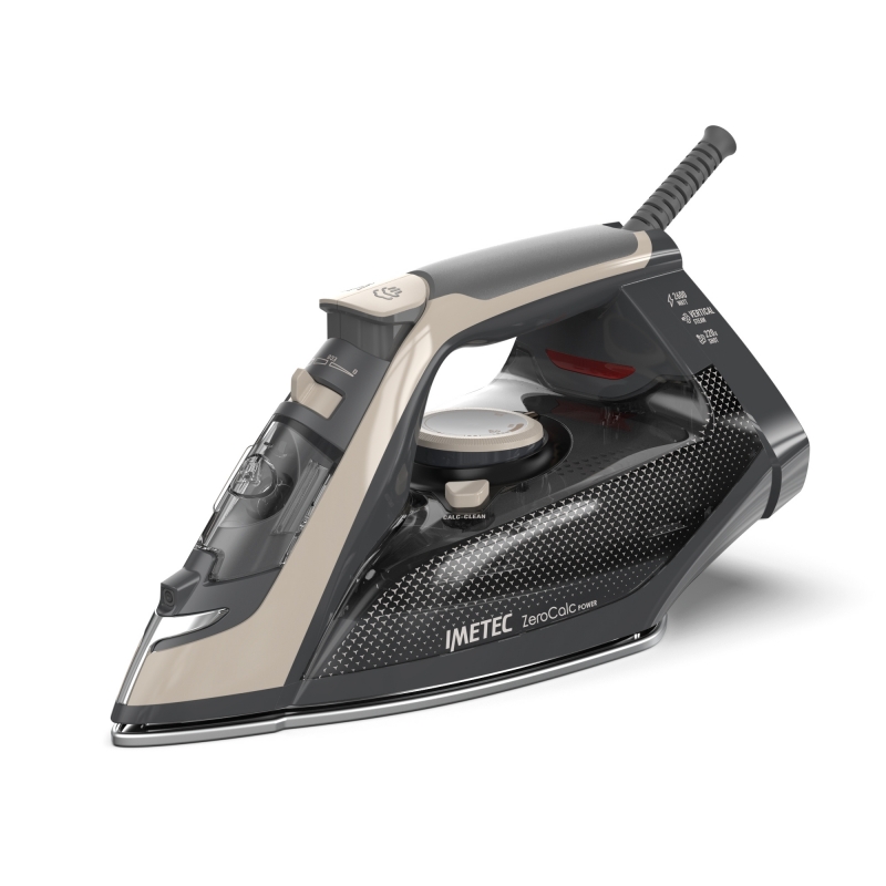 Imetec ZeroCalc Power - Ferro da Stiro da 2600W con Colpo di Vapore 220g,Piastra in Acciaio Satinato, Sistema Anticalcare,