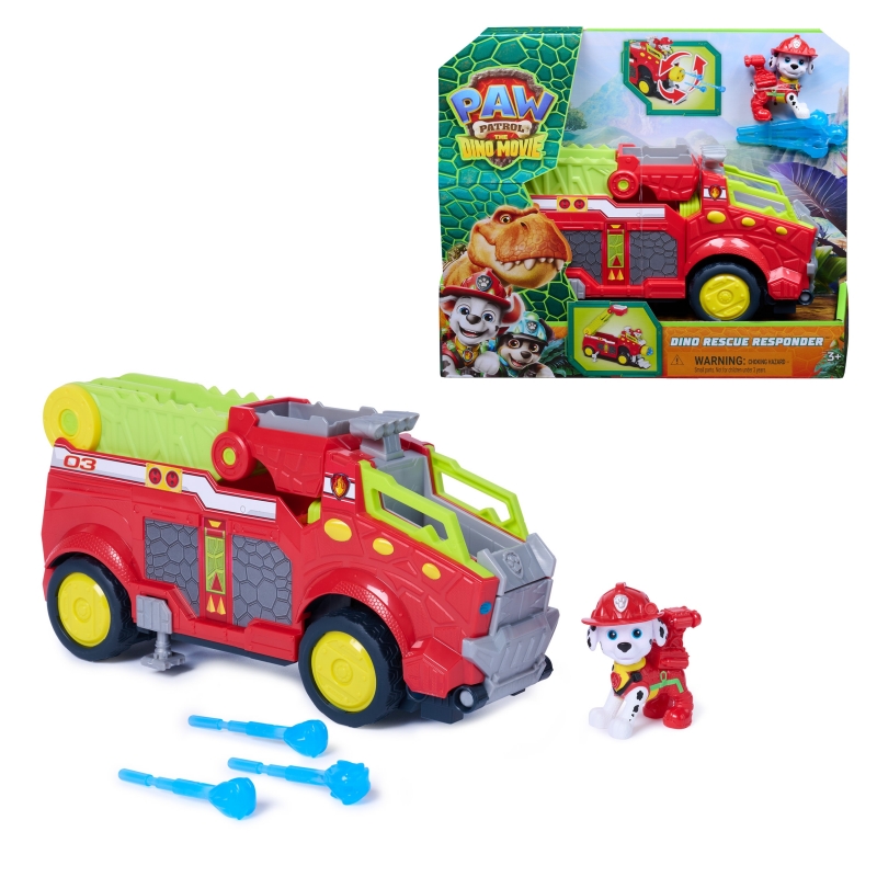 PAW Patrol The Dino Movie, Dino Rescue Responder, camion dei pompieri di oltre 25,4 cm con action figure di Marshall e 3 PAW Patrol The Dino Movie, Dino Rescue Responder, camion dei pompieri di oltre 25,4 cm con action figure di Marshall e 3