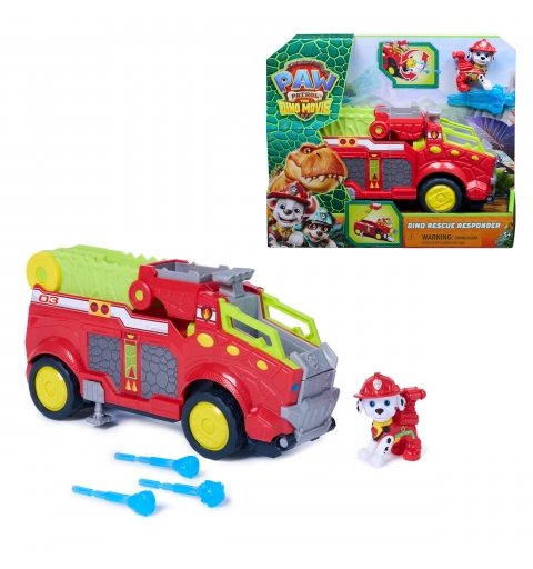 PAW Patrol The Dino Movie, Dino Rescue Responder, camión de bomberos de más de 25,4 cm de largo con figura de acción de