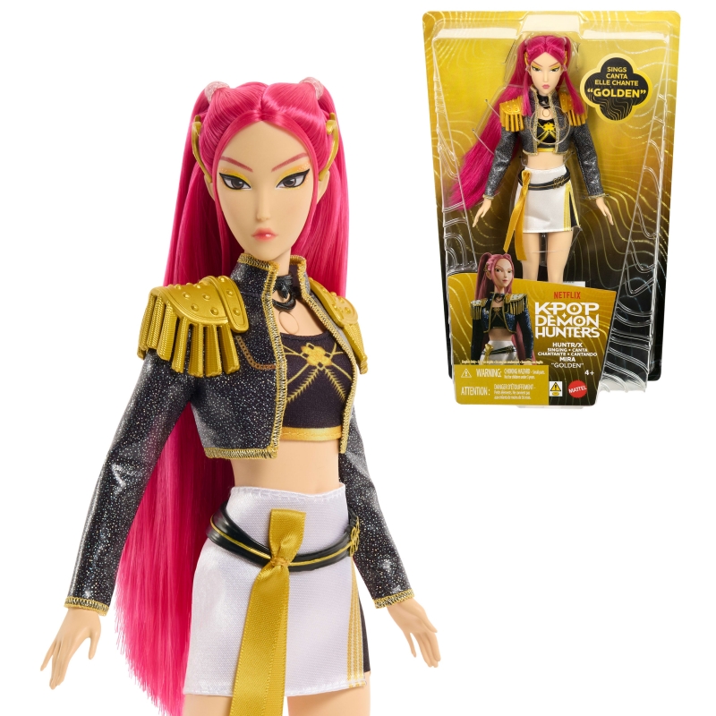 Mattel KPop Demon Hunters HUNTR X Mira „Golden“ Singende Puppe in abnehmbarem Outfit mit 5 beweglichen Gelenken