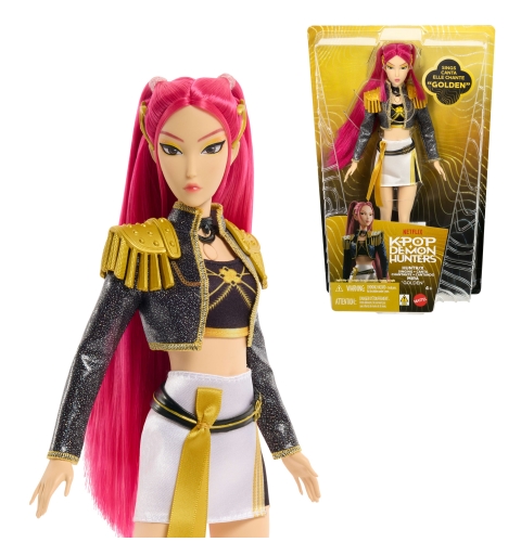 Mattel KPop Demon Hunters HUNTR X Mira „Golden“ Singende Puppe in abnehmbarem Outfit mit 5 beweglichen Gelenken