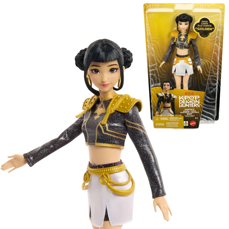 Mattel Muñeca de Zoey de HUNTR X de Las guerreras K-pop que canta “Golden” con conjunto extraíble y 5 puntos de articulación