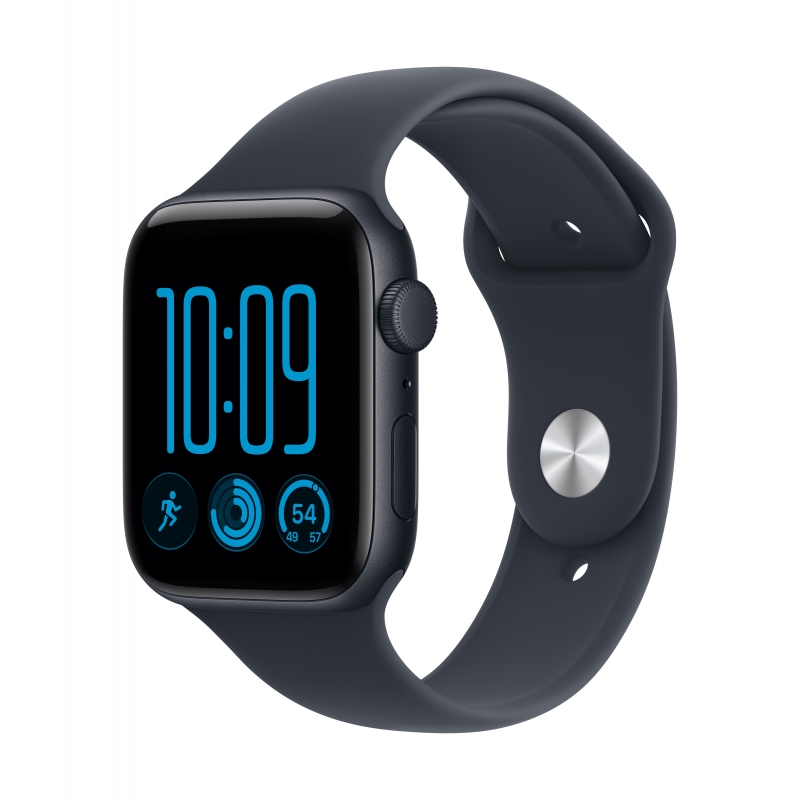 Apple Watch SE (3nd generation) SE 3 GPS, Cassa 44 mm in alluminio mezzanotte con Cinturino Sport blu marino - M L