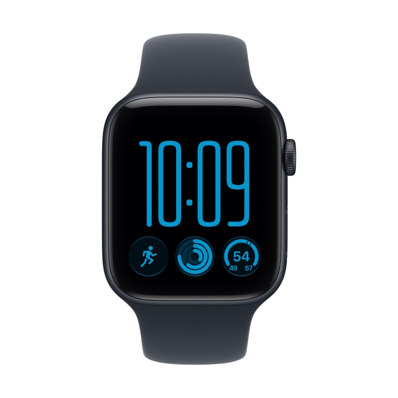 Apple Watch SE (3nd generation) SE 3 GPS, Cassa 44 mm in alluminio mezzanotte con Cinturino Sport blu marino - M L