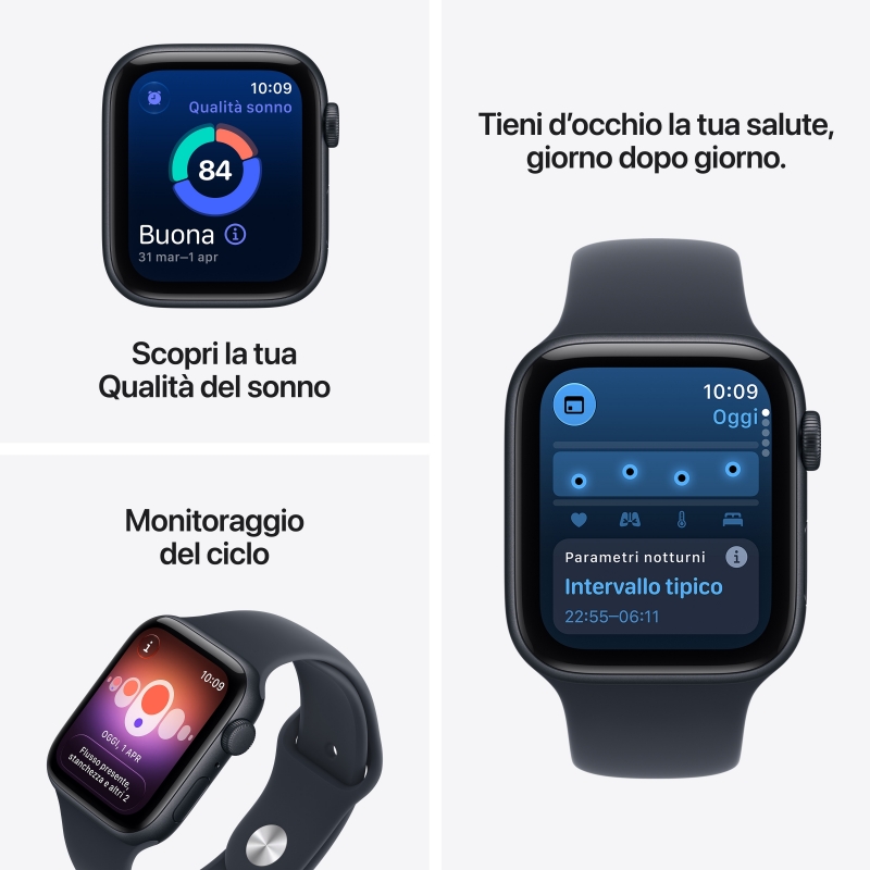Apple Watch SE (3nd generation) SE 3 GPS 44mm Midnight Aluminium Case with Navy Blue Sport Band - M L