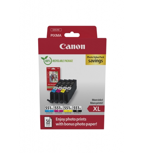 Canon CLI-551XL BK C M Y Photo Value Pack