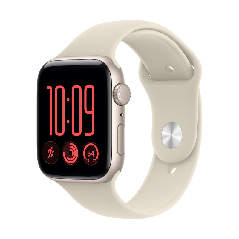 Apple Watch SE (3nd generation) SE 3 GPS, Cassa 44 mm in alluminio galassia con Cinturino Sport sabbia - M L