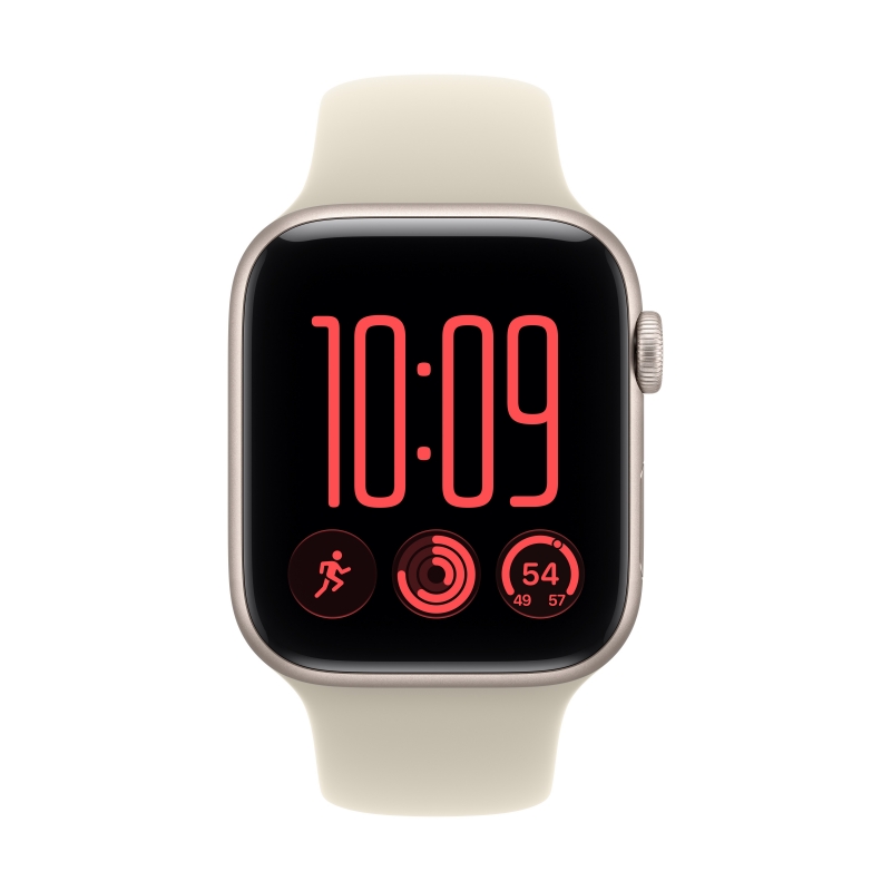 Apple Watch SE (3nd generation) SE 3 GPS, Cassa 44 mm in alluminio galassia con Cinturino Sport sabbia - M L