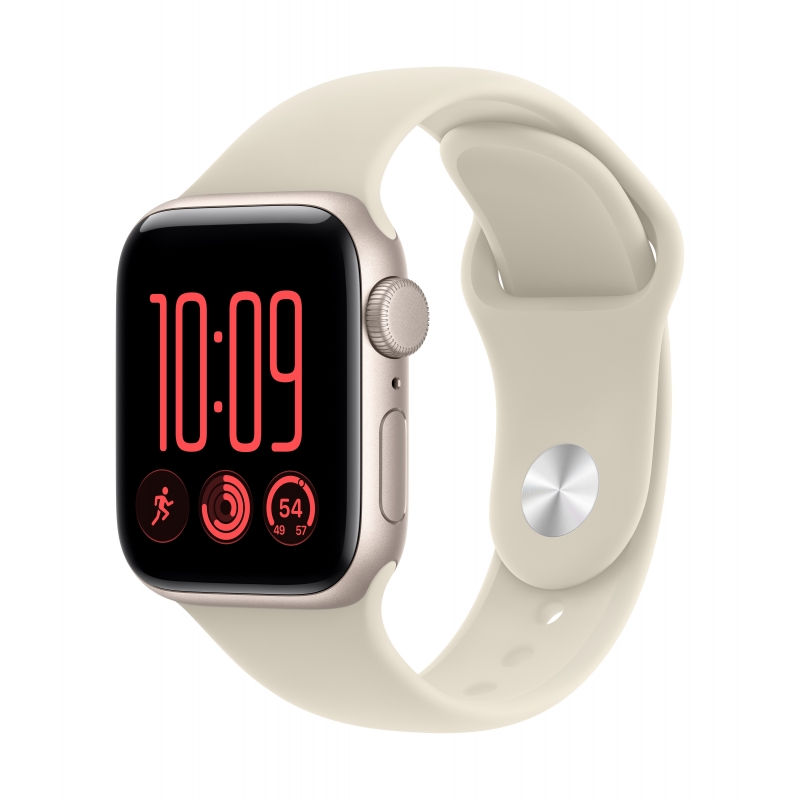 Apple Watch SE (3nd generation) SE 3 GPS, Cassa 40 mm in alluminio galassia con Cinturino Sport sabbia - S M