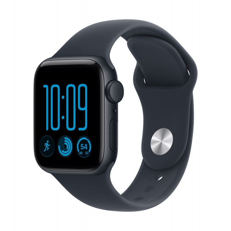 Apple Watch SE (3nd generation) SE 3 GPS, Cassa 40 mm in alluminio mezzanotte con Cinturino Sport blu marino - S M