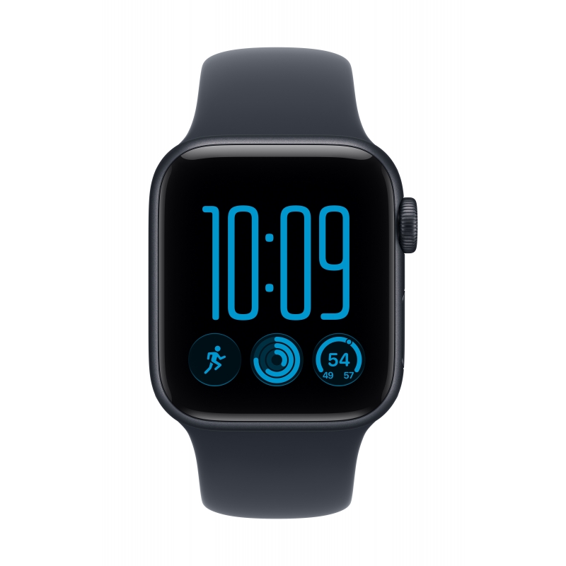 Apple Watch SE (3nd generation) SE 3 GPS, Cassa 40 mm in alluminio mezzanotte con Cinturino Sport blu marino - S M