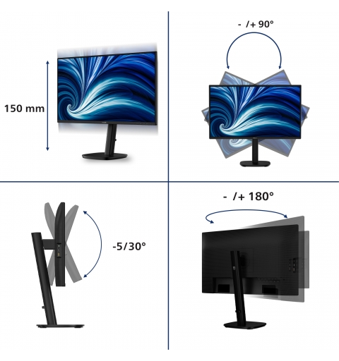 Philips 3000 series 27B2U3301 00 écran plat de PC 68,6 cm (27") 1920 x 1080 pixels Full HD LCD Noir