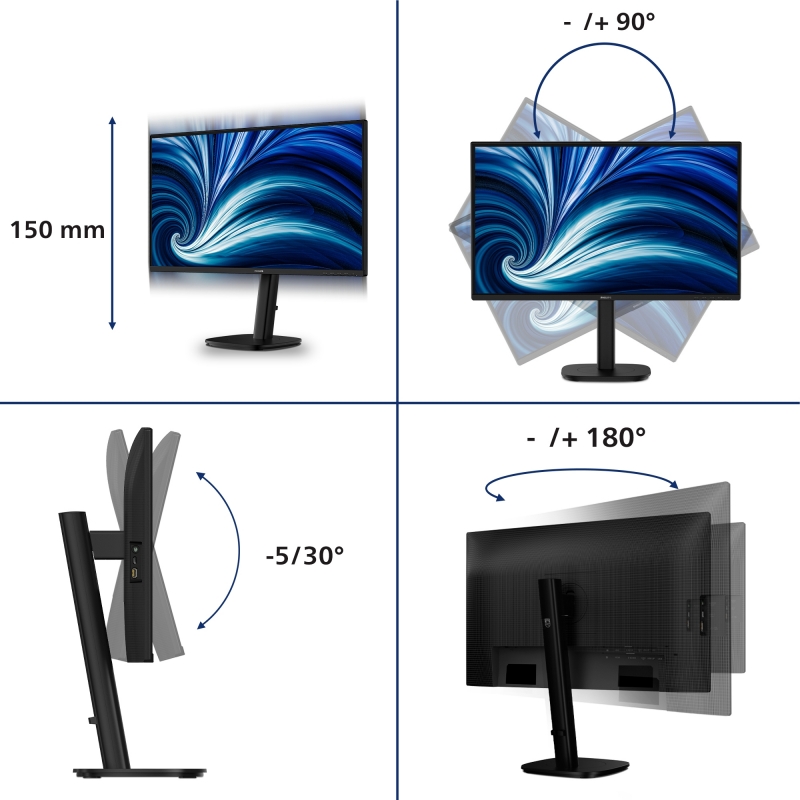 Philips 3000 series 27B2N3200J 00 écran plat de PC 68,6 cm (27") 1920 x 1080 pixels Full HD LCD Noir