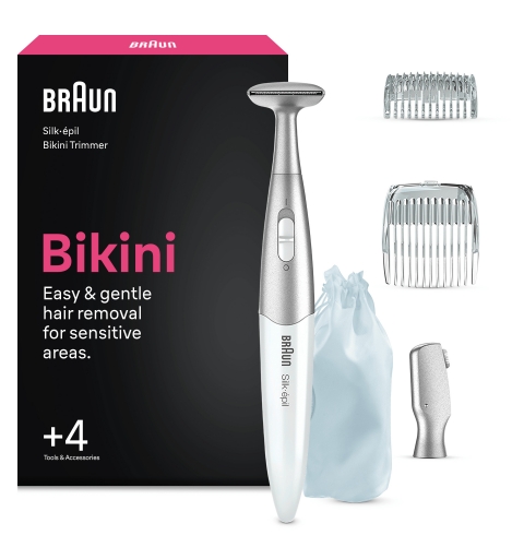 Braun Silk-épil Bikini Styler FG1100 depiladora bikini Blanco, Plata