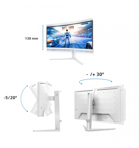 Philips 34M2C5601QA 00 écran plat de PC 86,4 cm (34") 3440 x 1440 pixels Blanc