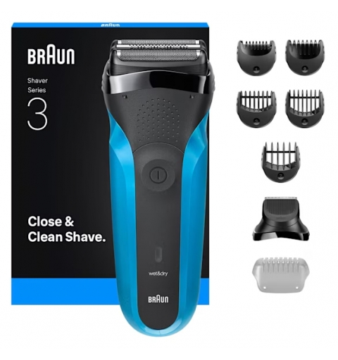 Braun Series 3 310BT Rasoir à grille Tondeuse Noir, Bleu