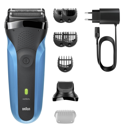 Braun Series 3 Rasoio Elettrico, Wet & Dry, 310BT, Blu