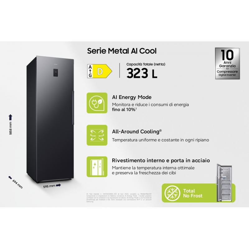 Samsung Freezer Monoporta Bespoke AI 323L RZ70H32HDFEF