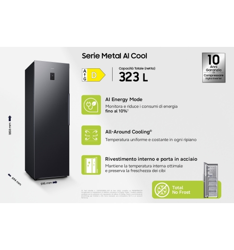 Samsung RZ70H32HDFEF congélateur Congélateur vertical Pose libre 323 L Noir