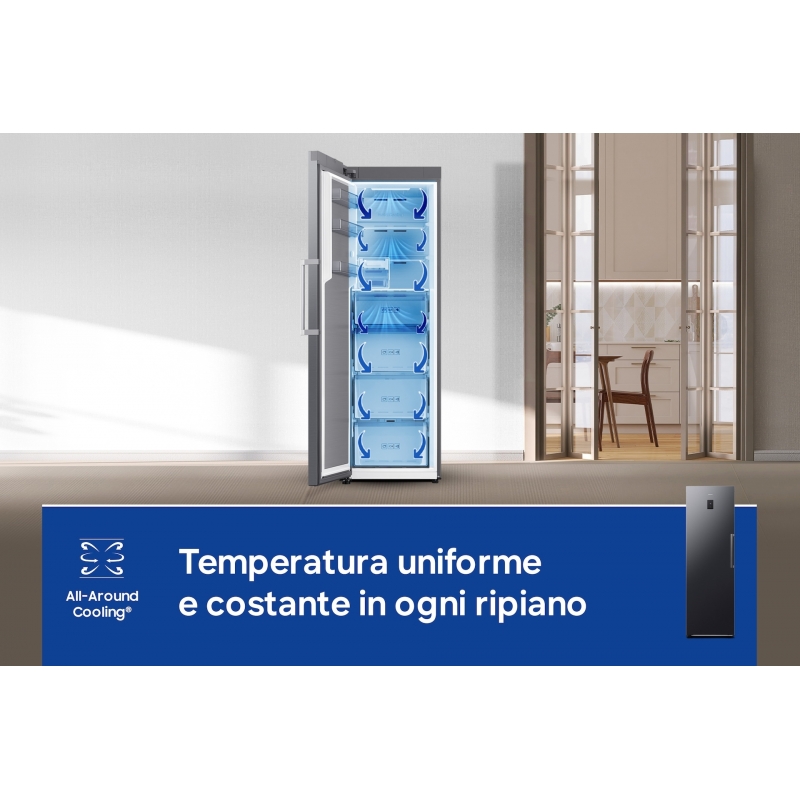 Samsung Congelador Vertical Bespoke AI 186cm 323L Clase D Grafito RZ70H32HDFEF