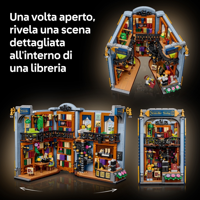 LEGO ICONS 11379 Libreria Book Nook, Reggilibri da Mensola Decorativo 3D per Adulti con 2 Minifigure, Idea Regalo Fai da Te