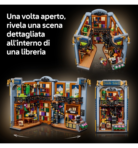 LEGO ICONS 11379 Libreria Book Nook, Reggilibri da Mensola Decorativo 3D per Adulti con 2 Minifigure, Idea Regalo Fai da Te