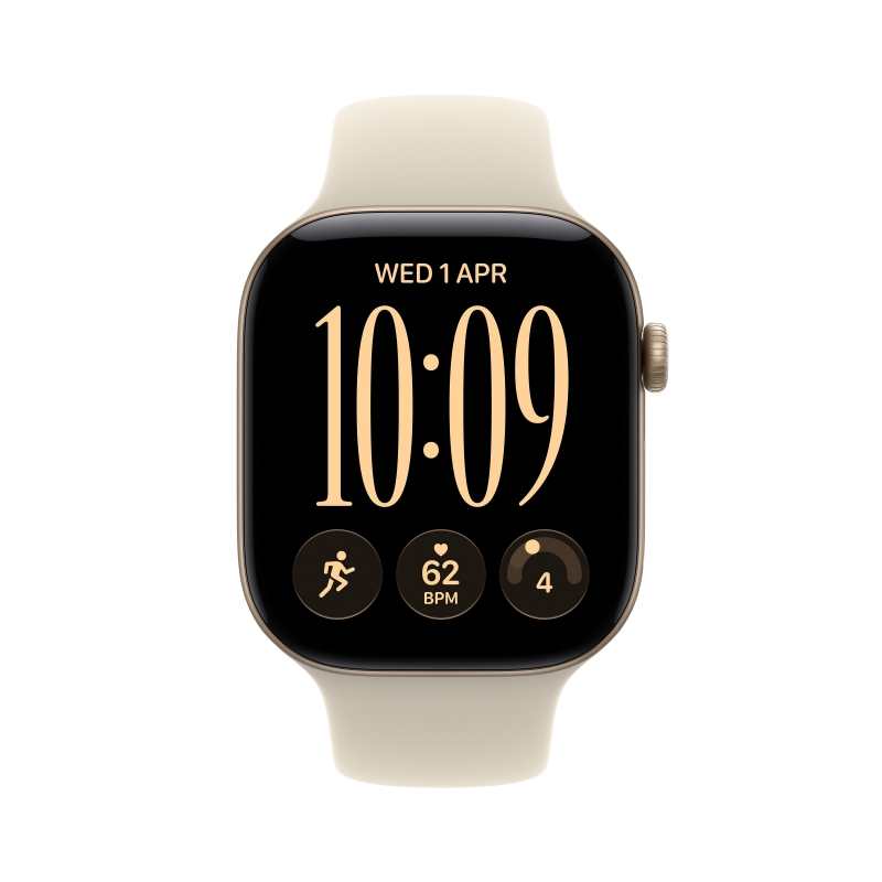 Apple Watch Series 12 GPS, cassa 42 mm in alluminio color oro chiaro con cinturino Sport sabbia - S M