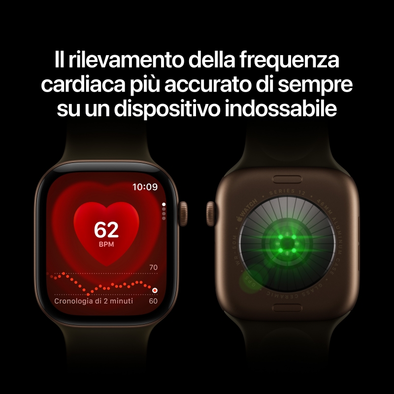 Apple Watch Series 12 GPS, cassa 42 mm in alluminio nero con cinturino Sport nero - S M