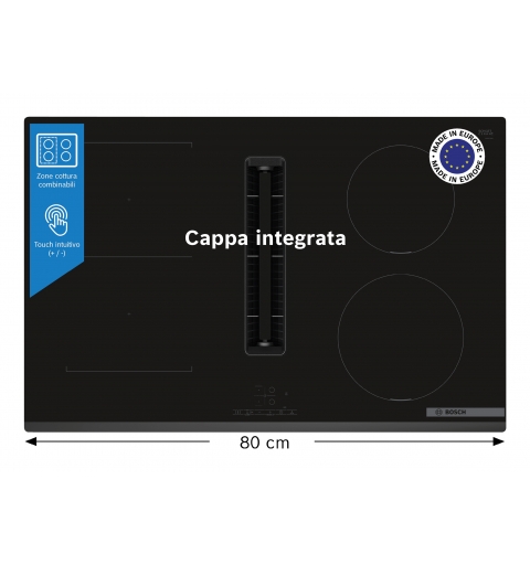 Bosch Serie 4 PVS831B16E hob Black Built-in 80 cm Zone induction hob 4 zone(s) Built-in hood