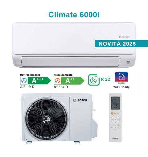BOSCH Climate 6000i CL6001i-Set 25 WE Aire Acondicionado Monosplit 9000btu 2,6Kw A+++/A++ Listo para WiFi R32