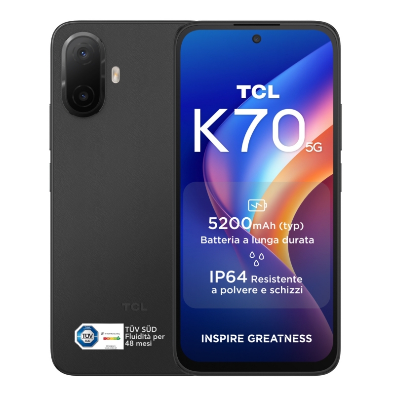TCL K70 5G 17.3 cm (6.8") Dual SIM Android 16.0 USB Type-C 4 GB 128 GB 5200 mAh Black