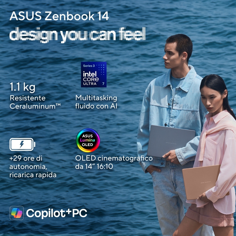 ASUS Zenbook 14 UX3480AA-U1006W Copilot+ PC Intel Core Ultra 7 355 Computer portatile 35,6 cm (14") WUXGA 16 GB LPDDR5x-SDRAM