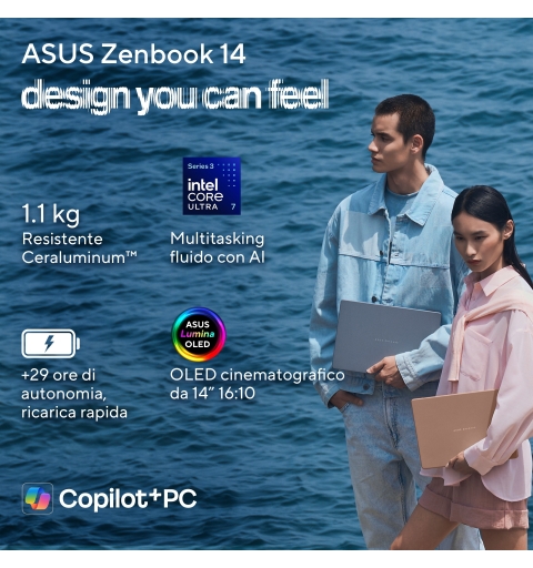 ASUS Zenbook 14 UX3480AA-U1006W Copilot+ PC Intel Core Ultra 7 355 Computer portatile 35,6 cm (14") WUXGA 16 GB LPDDR5x-SDRAM