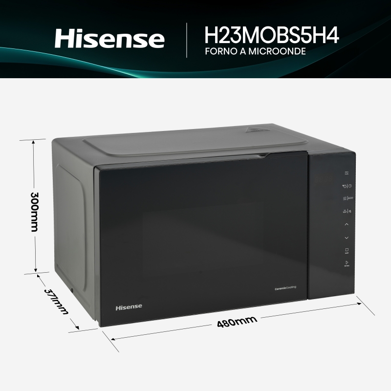 Hisense H23MOBS5H4 micro-onde Noir Micro-onde simple Comptoir 23 L 800 W