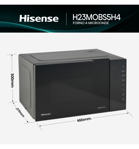 Hisense H23MOBS5H4 Mikrowelle Schwarz Solo-Mikrowelle Arbeitsplatte 23 l 800 W
