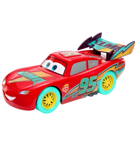 Disney Pixar Cars Vehículo grande de Rayo McQueen con luces y sonidos de la serie Carrera de celebración de Cars de Disney y
