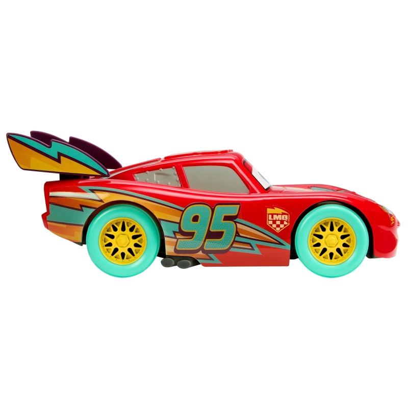 Disney Pixar Cars Vehículo grande de Rayo McQueen con luces y sonidos de la serie Carrera de celebración de Cars de Disney y